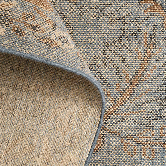 Coates Performance Traditional Handknotted Blue Rug Swatch 12"x18"