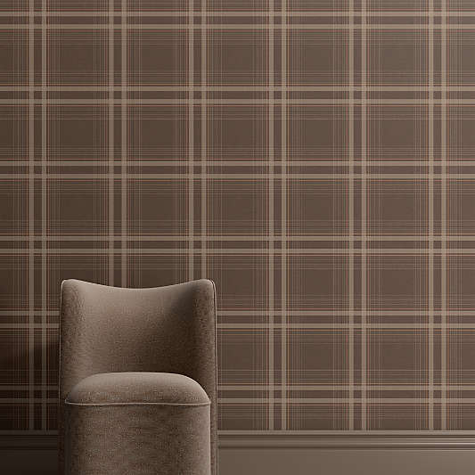 Cotswold Deep Brown Plaid Wallpaper