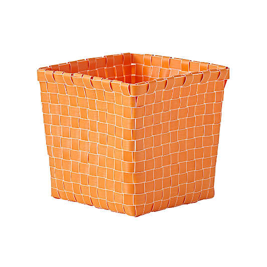 Strapping Woven Orange Cube Basket