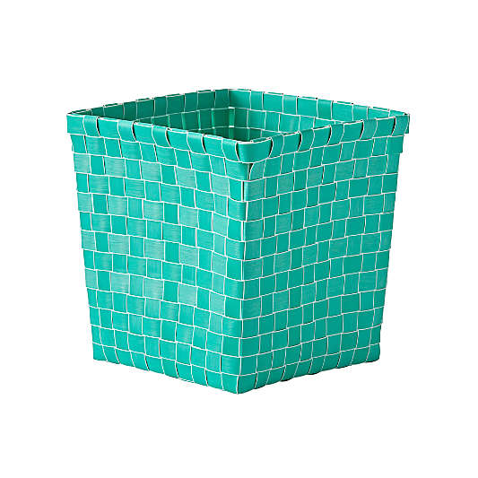 Strapping Woven Teal Cube Basket