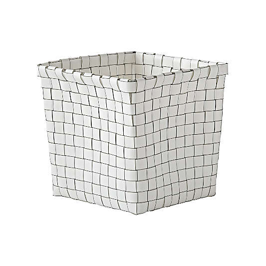 Strapping Woven White Cube Basket