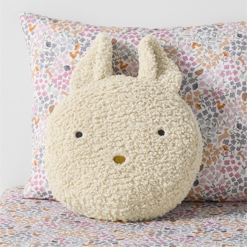 Cuddle Oatmeal Sherpa Bunny Face Embroidered Kids Throw Pillow - image 0 of 8