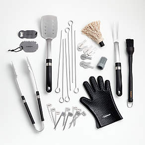 Cuisinart CGS-5020 20-Piece Deluxe Stainless Steel Grill Tool Set, Black/ Silver