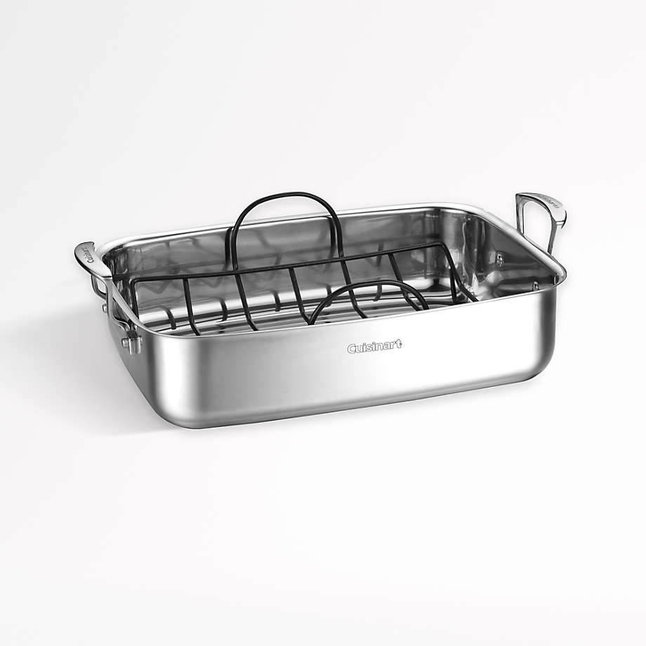 Cuisinart Chef's Classic 15" Stainless Steel Roasting Pan with Non-Stick Rack + Reviews | Crate & Barrel
