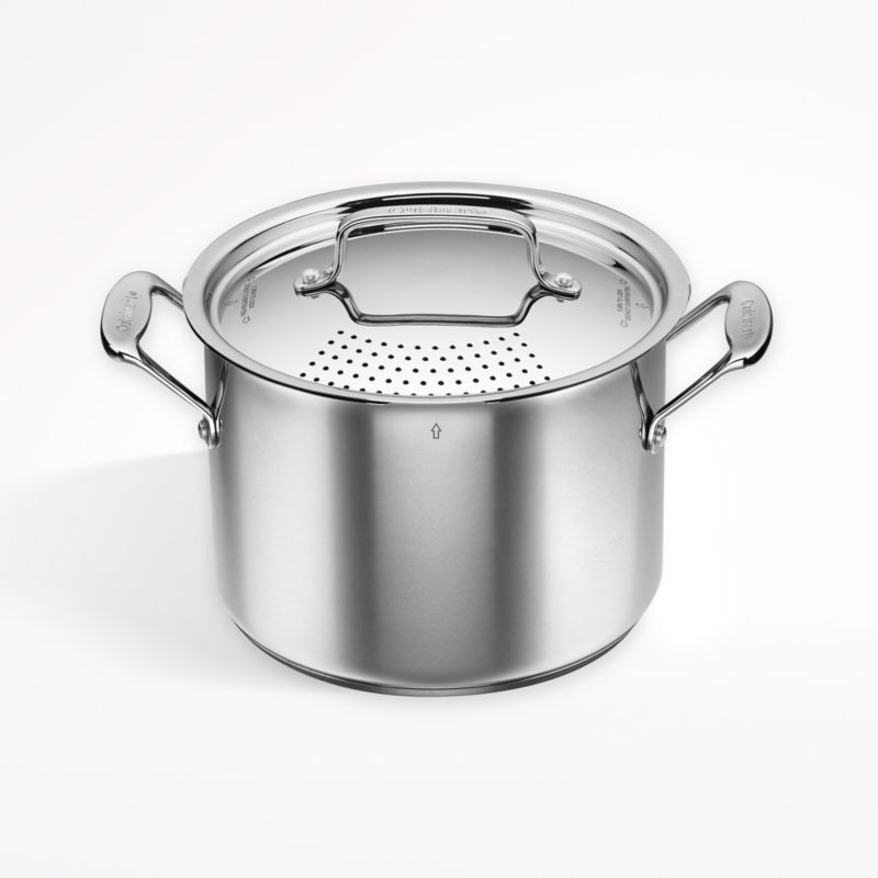 Cuisinart Classic 8qt Stainless Steel Stock Pot with Cover and Brushed Gold  Handles Matte White