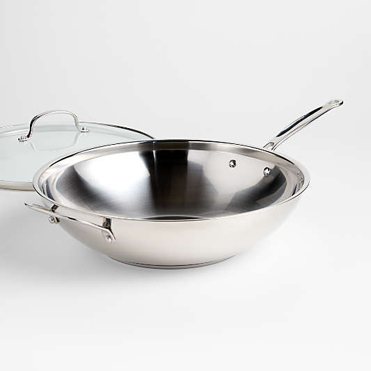 Cuisinart ® Chef's Classic™ Stainless Steel 14" Stir-Fry Pan with Helper Handle and Glass Cover