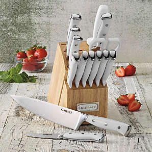 Cuisinart 15-Piece Stainless Steel Hollow-Handle Cutlery Block Set with  Acacia Block + Reviews, Crate & Barrel in 2023