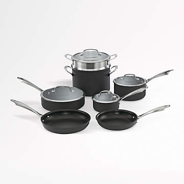Cuisinart Chefs Classic Quantantanium Nonstick Hard Anodized 10 Piece  Cookware Set With Tempered Glass Covers Black - Office Depot