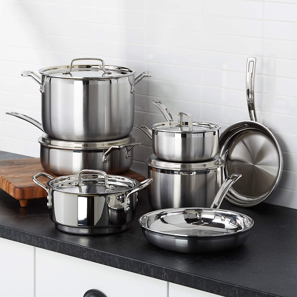 Cookware Set Stainless Steel 12-Piece Gourmet Tri-Ply Base Kitchen Oven Safe 