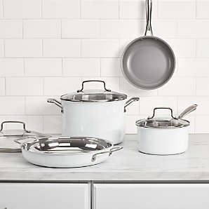 Cuisinart 15-Piece Matte White Stainless Steel Cookware Set | Crate & Barrel