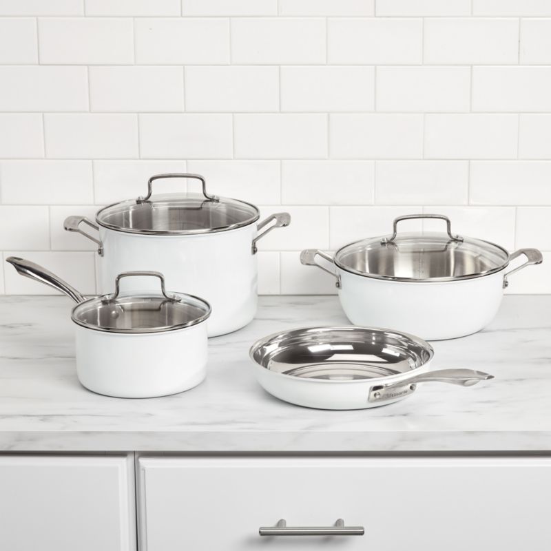 Cuisinart 15-Piece Matte White Stainless Steel Cookware Set