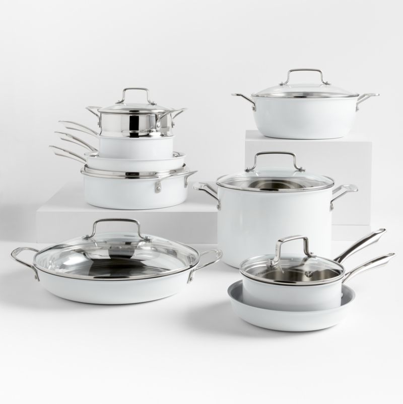 Cuisinart 15-Piece Matte White Stainless Steel Cookware Set