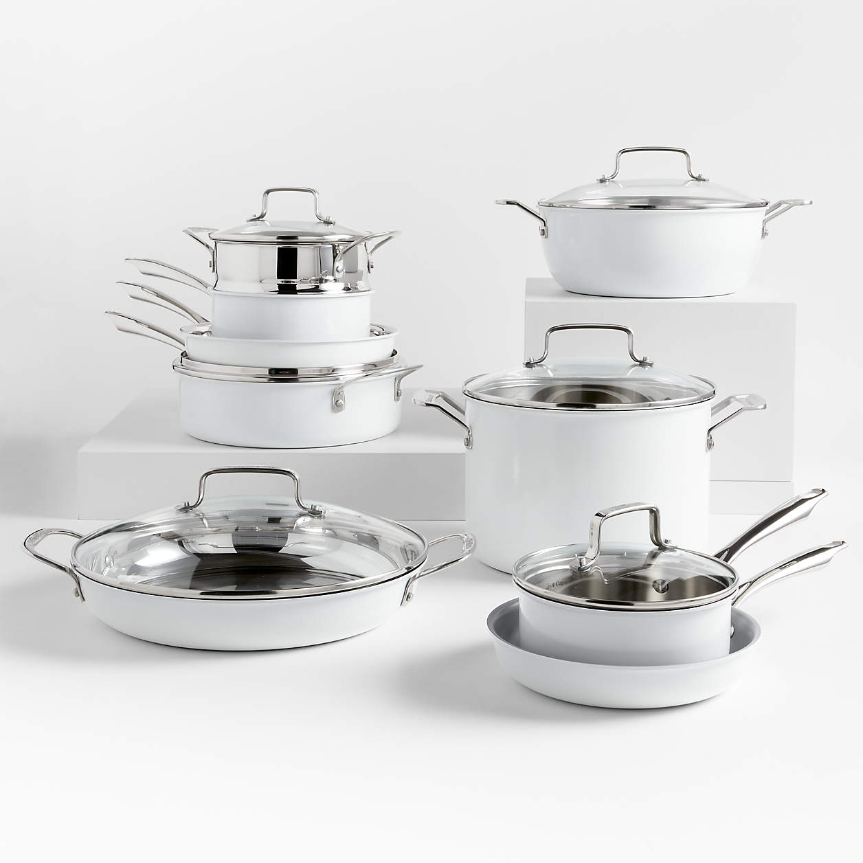 Cuisinart 15-Piece Matte White Stainless Steel Cookware Set | Crate ...