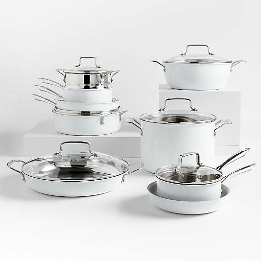 Cuisinart ® 15-Piece Matte White Stainless Steel Cookware Set