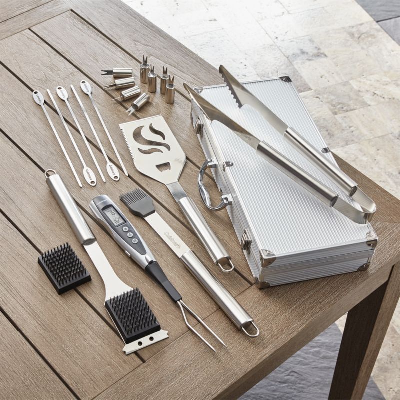 Black-Handled 4-Piece Barbecue Tool Set | Crate & Barrel