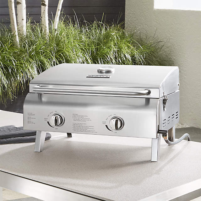 foretage teknisk samvittighed Cuisinart Chef Style Stainless Steel 2-Burner Mini Portable Tabletop Gas  Outdoor Grill + Reviews | Crate & Barrel
