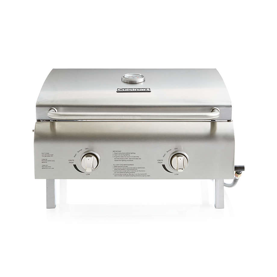 Cuisinart Chef Style Stainless Steel 2-Burner Mini Portable Tabletop Gas Outdoor Grill + Reviews | Crate & Barrel
