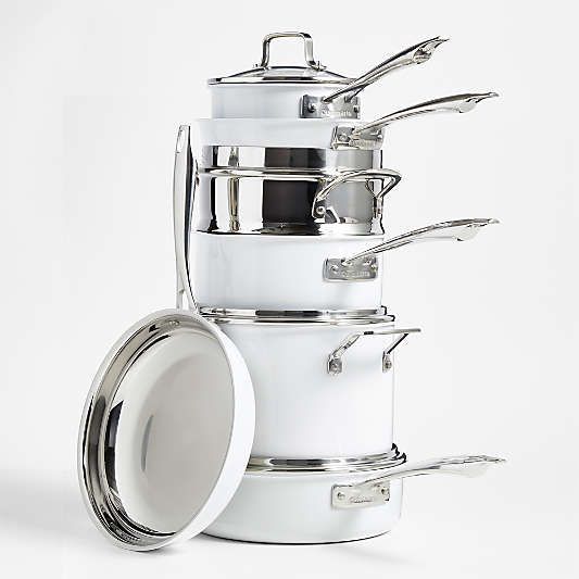 Cuisinart ® 11-Piece Matte White Stainless Steel Cookware Set with Ceramic Nonstick Fry Pan