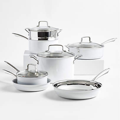 Cuisinart 11-Piece Matte White Stainless Steel Cookware Set +