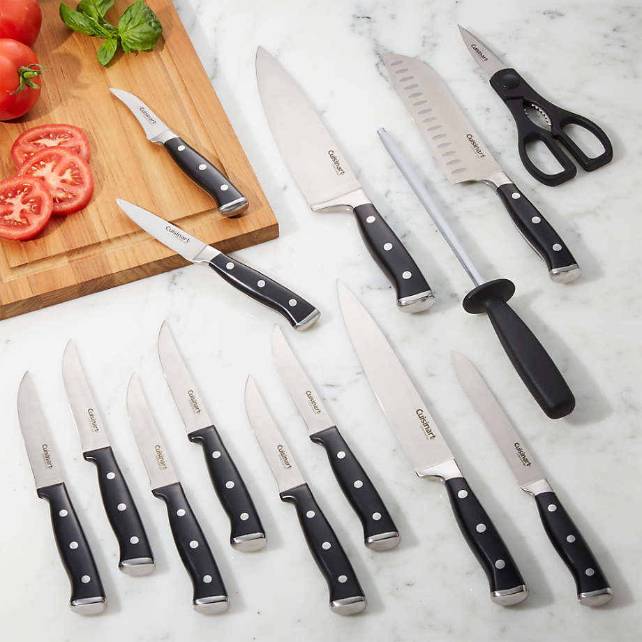 Cookit Kitchen Knife Set, 15 Piece Knife Sets with Block Chef Knife  Stainless Steel Hollow Handle Cutlery with Manual Sharpener Sliver 