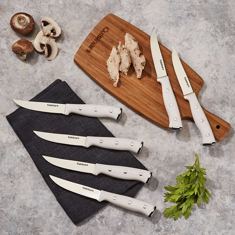 6-Piece White Triple Rivet Steak Knife Set, Cuisinart