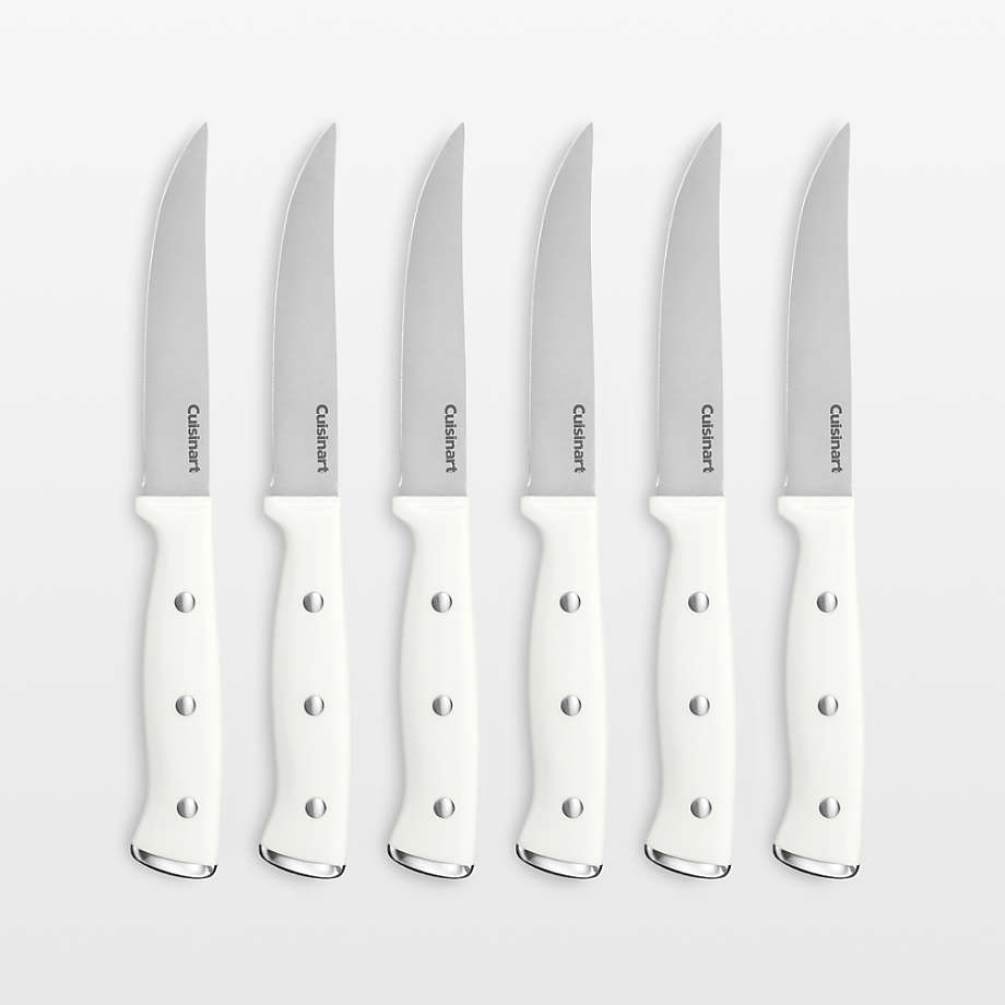 Cuisinart White Triple Rivet 6Piece Steak Knife Set Crate & Barrel