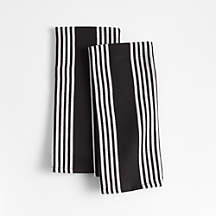 Cuisine Black with White Stripe Organic Cotton Kitchen Towels, Set of 2 + Reviews | Crate & Barrel