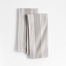 Cuisine Grey with White Stripe Organic Cotton Kitchen Towels, Set of 2 + Reviews | Crate & Barrel