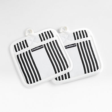 View Cuisine Stripe Black Organic Cotton Pot Holders, Set of 2 details