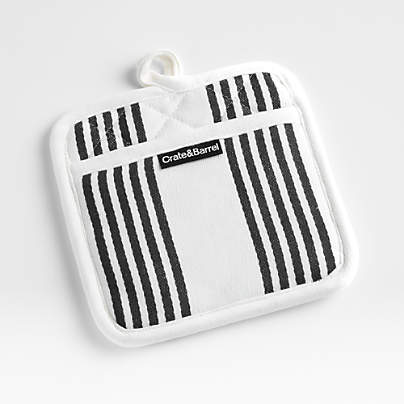 Cuisine Stripe Black Organic Cotton Pot Holder