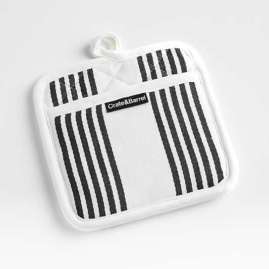 Cuisine Stripe Black Organic Cotton Pot Holder