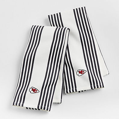 View NFL Kansas City Chiefs Cuisine White with Black Stripe Organic Cotton Dish Towels, Set of 2 details