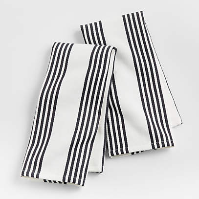 Cuisine Stripe Black Organic Cotton Dish Towels, Set of 2 + Reviews