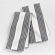 Cuisine White with Black Stripe Organic Cotton Dish Towels, Set of 2 + Reviews | Crate & Barrel