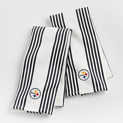 View NFL Pittsburgh Steelers Cuisine White with Black Stripe Organic Cotton Dish Towels, Set of 2 details