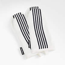 Cuisine Stripe Black Organic Cotton Oven Mitts, Set of 2 + Reviews | Crate & Barrel