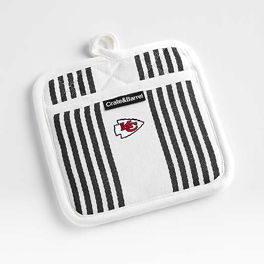 NFL Kansas City Chiefs Cuisine Stripe Black Organic Cotton Pot Holder