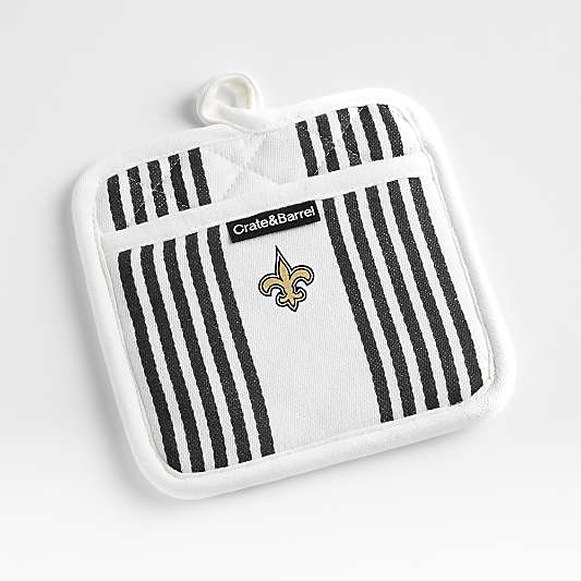 NFL New Orleans Saints Cuisine Stripe Black Organic Cotton Pot Holder
