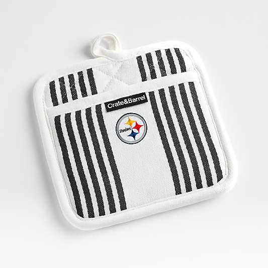 NFL Pittsburgh Steelers Cuisine Stripe Black Organic Cotton Pot Holder