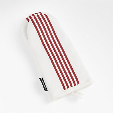 View Cuisine Stripe Brick Red Oven Mitt details