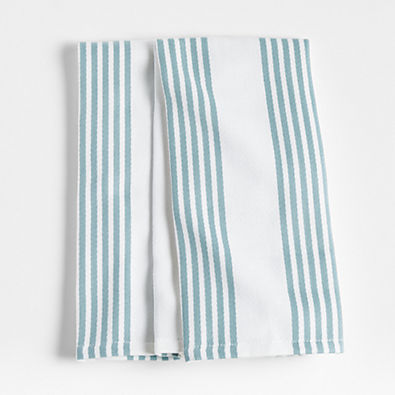View Cuisine Stripe Blue Mist Dish Towels, Set of 2 details