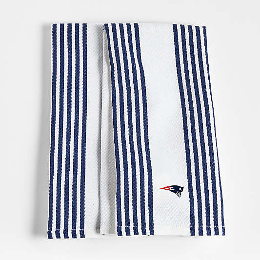 NFL New England Patriots Cuisine White with Indigo Stripe Organic Cotton Dish Towels, Set of 2