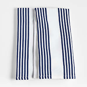 Crate & Barrel - Cuisine Stripe Aqua Dish Towels, Set of 2