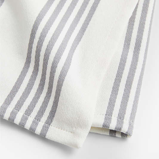 Cuisine White with Grey Stripe Organic Cotton Dish Towels, Set of 2