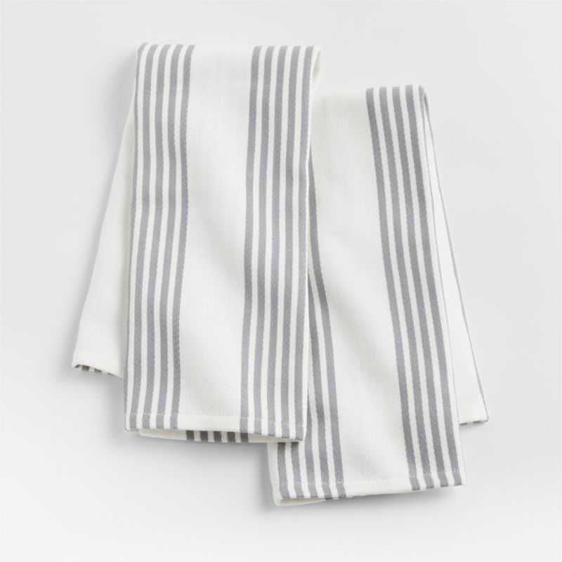 Cuisine Stripe Black Organic Cotton Dish Towels, Set of 2 +