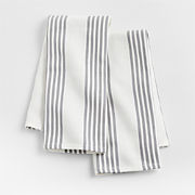 Cuisine Stripe Grey Organic Cotton Dish Towels, Set of 2