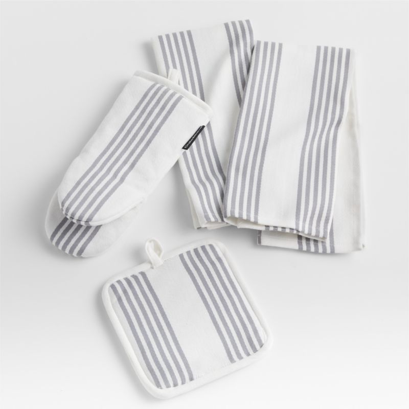 Cuisine Stripe Alloy Grey Oven Mitt