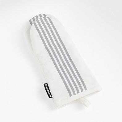 View Cuisine Stripe Grey Organic Cotton Oven Mitt details