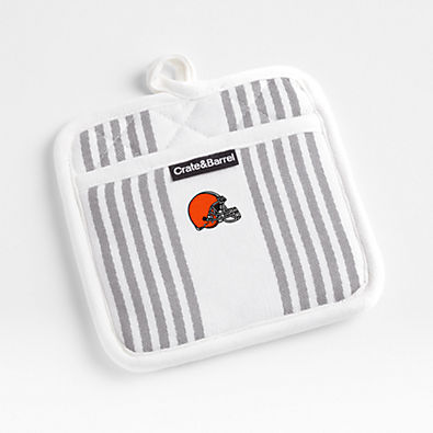 View NFL Cleveland Browns Cuisine Stripe Grey Organic Cotton Pot Holder details