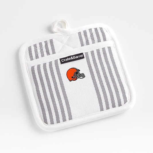 NFL Cleveland Browns Cuisine Stripe Grey Organic Cotton Pot Holder
